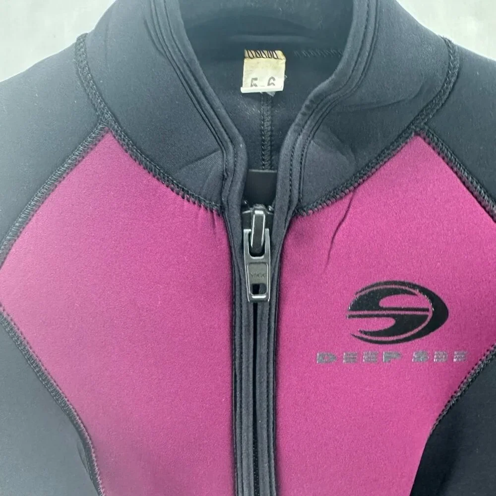 DEEP SEE Wetsuit Womens Size 5-6 Shortie Spring Suit Scuba Diving Black Purple - Picture 6 of 14